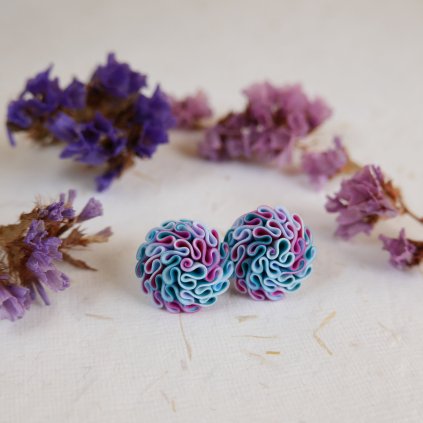 nausnice kvetinky polymer fimo fialova modra zihane antialergicke pecky