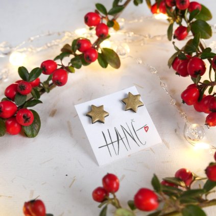 nausnice pecky antialergicke vanocni stribrne srdce hvezdy trpytive zlate