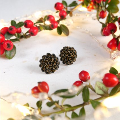 nausnice pecky antialergicke vanocni zlate kvetinky rozvetle bronzove