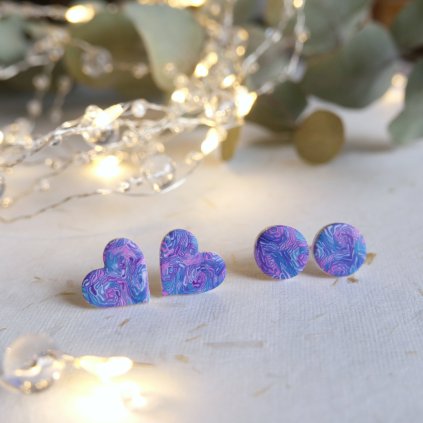 nausnice pecky srdicka zihane cervankove fialova modra