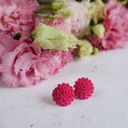 nausnice kvetiny antialergicke ruzove handmade polymer pink (1)
