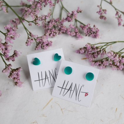 nausnice pecky bodovky malicke pestrobarevne antialergicke polymerove ocel smaragdove.