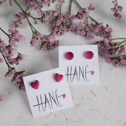 nausnice pecky bodovky malicke pestrobarevne antialergicke polymerove ocel magenta