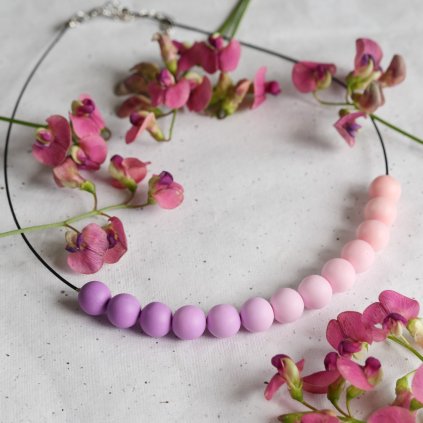 korale nahrdelnik sladky fimo fialova ruzova (2)