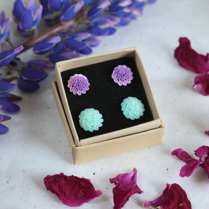 darkova sada polymerova antialergicka kvetinkova nausnice privesek nerezova (17)