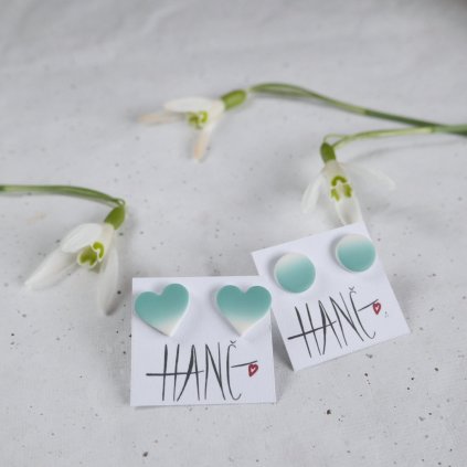 nausnice eukalyptove zelene mentolove srdce puntik