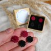 Květinková sada náušnic - černá s vínovou