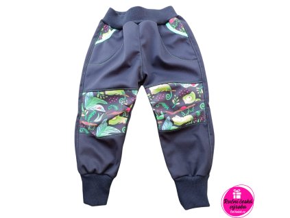 Zateplené s.k. černé s chameleony pružný softshell