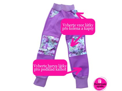 Softhsellové kalhoty barevná kolena (2)