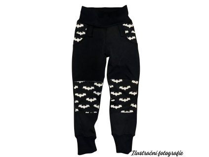 Barevná kolena jarní softshellové kalhoty - NETOPÝR ČERNÁ