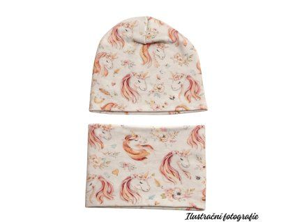 Čepice s nákrčníkem zima - BOHO JEDNOROŽCI