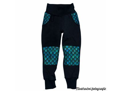 Barevná kolena jarní softshellové kalhoty - DRAČÍ ŠUPINY