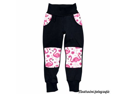 Barevná kolena jarní softshellové kalhoty - PLAMEŇÁCI