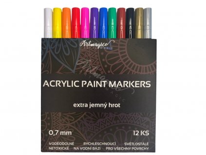 artmagico akrylovy popisovac s extra jemnym hrotem 0 7 mm 12 ks