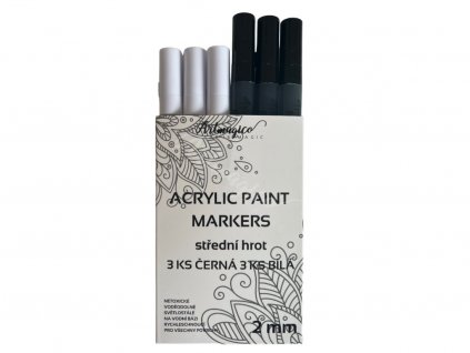 artmagico akrylovy popisovac sada cerna a bila 2 3 mm