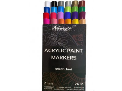 akrylový popisovač se středním hrotem (2 mm) sada 24 ks Artmagico