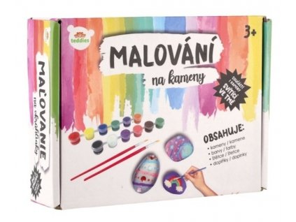 malovani na kameny oblazky svitici ve tme s barvami se stetci s doplnky v krabicce 20x15x5cm