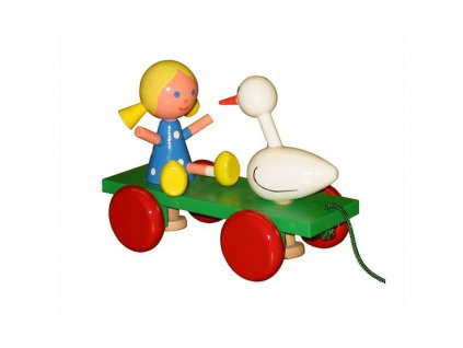 Holka s husou barevná tahací hračka