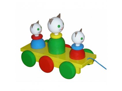 tři kočky tahací hračka na kolečkách pro batolata