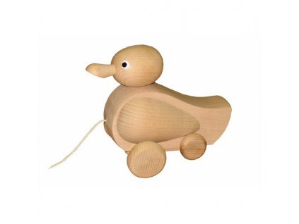 Kačer tahací dřevěná hračka přírodní