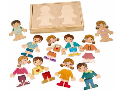 adam toys drevena magneticka skladacka v oblekani holka a kluk