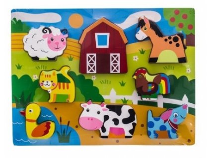 80355 127064 drevene zabavne puzzle vkladaci euro baby zviratka na farme