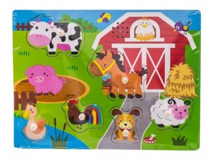 111943 191191 drevene zabavne puzzle vkladaci se zvukem euro baby farma