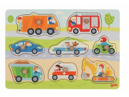 goki edukacni drevena vkladacka puzzle s uchyty dopravni prostredky