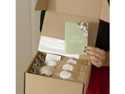 Dárkové balení Krásné narozeniny aromalampa a 3 ks vonných kamínků s přáním