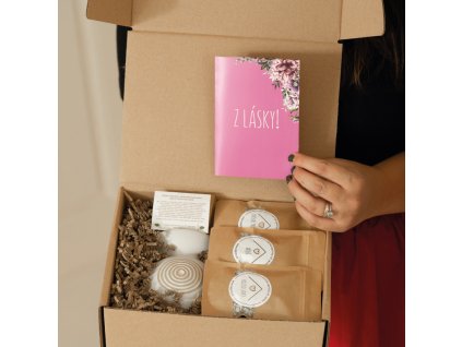 Darčekové balenie Z lásky aromalampa a 3 ks voňavých kamienkov s prianím