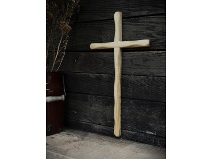Jasanový minimalistický kříž 40 cm č.140