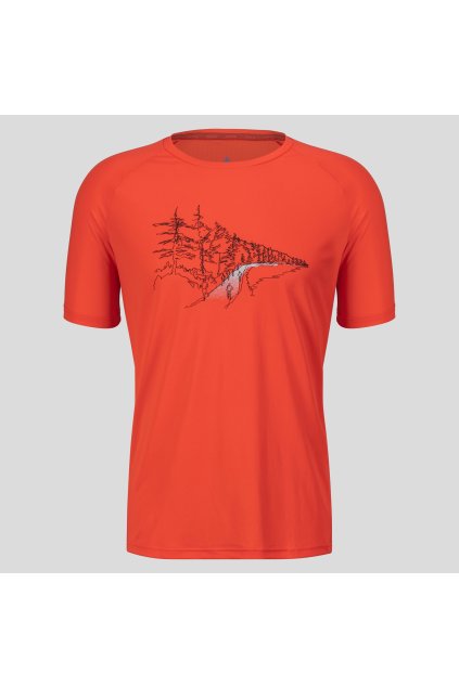 Bežecké tričko krátky rukáv ESSENTIAL PRINT (FARBA červeno-oranžová, VEĽKOSŤ XL)