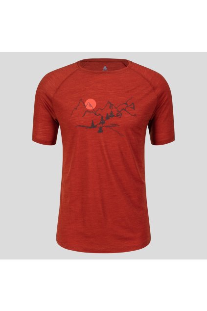 Funkčné tričko krátky rukáv ASCENT PERFORMANCE WOOL 130 Print (FARBA červeno-oranžová, VEĽKOSŤ S)