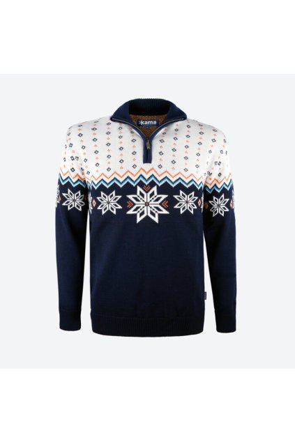 Pletený Merino sveter AND 401 (FARBA modrá, VEĽKOSŤ M)