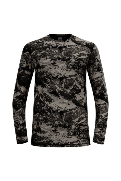 Funkčné tričko dlhý rukáv MERINO MOUNTAINS (FARBA čierno-sivá, VEĽKOSŤ M)