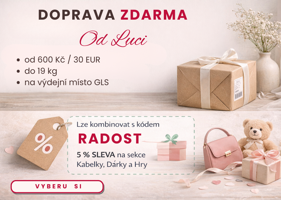 Doprava zdarma na www.odluci.cz při objednávce nad 600 Kč / 30 EUR. S kódem RADOST získejte slevu na zboží z kategorie Dárky, Hračky a Kabelky!