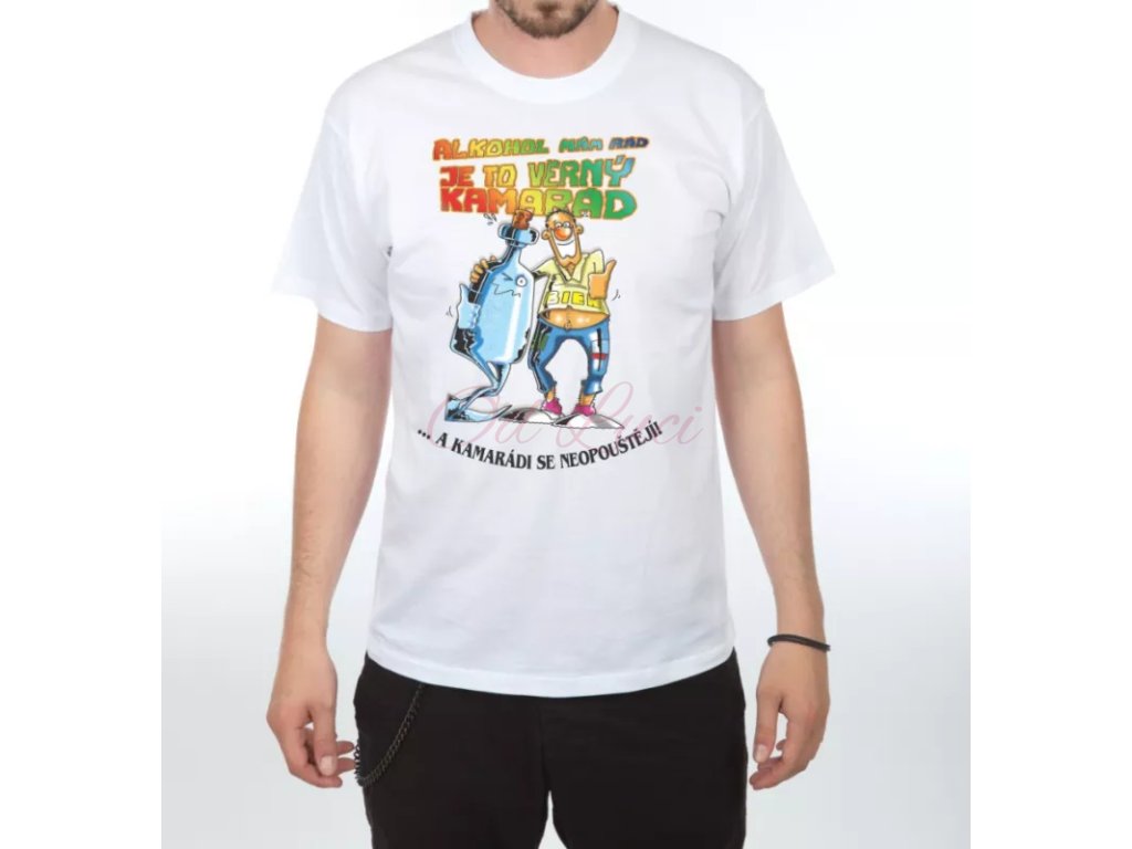 Vtipné alko tričko - Kamarád (size M, color bílá)