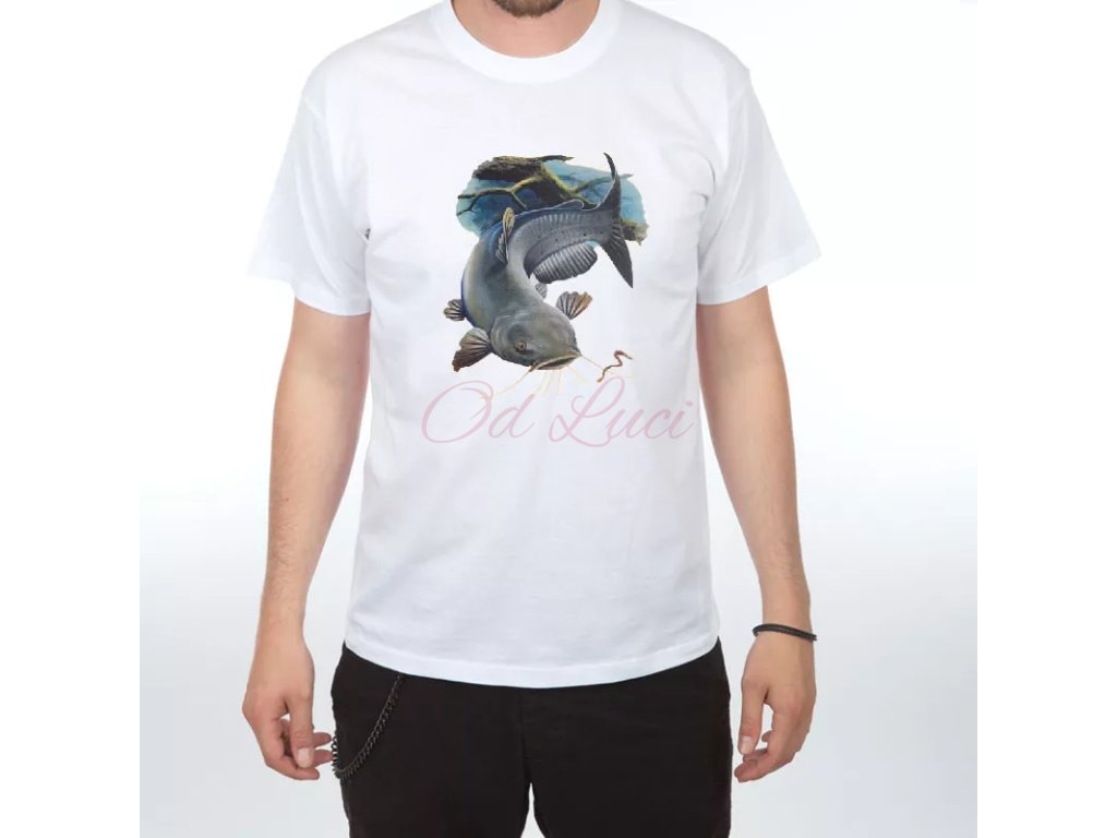 Tričko s potiskem pro rybáře - Sumec (size s, color bílá)