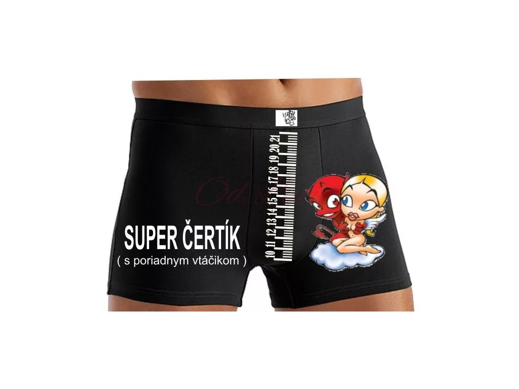 Boxerky - Super čertík (size M, color černá)