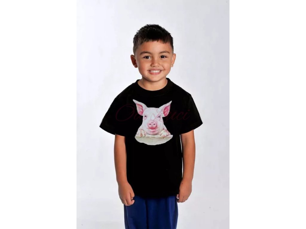 Dětské tričko s potiskem prasečí hlavy (size 110, color bílá)