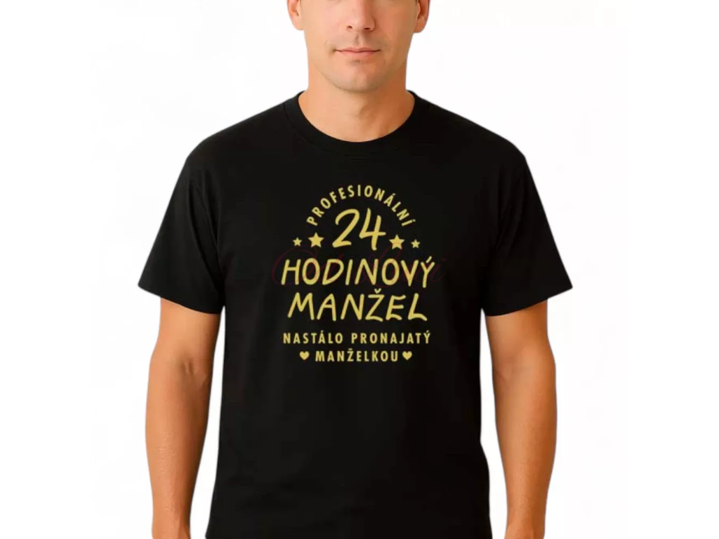 Vtipné tričko pro manžela   Manžel 24/7 (size L, color černá)