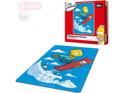 EFKO Puzzle The Simpsons Bart na snowboardu skládačka 15x21cm 54 dílků v krabici