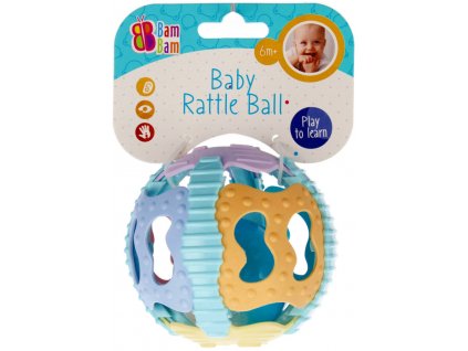 BAM BAM Baby koule gumový míček senzorický na baterie Světlo Zvuk pro miminko
