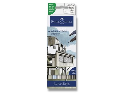 226151 popisovac faber castell goldfaber sketch dual marker architecture sada 6 barev