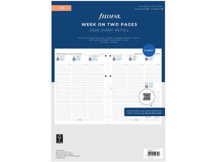 244238 filofax kalendar 2026 a4 tyden 2 strany sloupce 5 jazyku