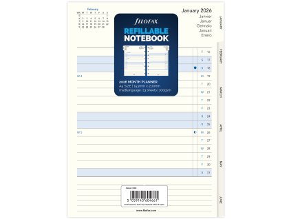 258256 filofax kalendar pro notebook 2026 a5 mesicni plan