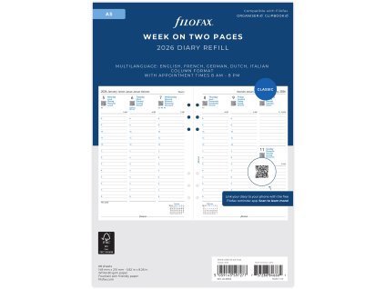 258247 filofax kalendar 2026 a5 tyden 2 strany sloupce 5 jazyku
