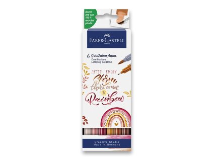 225938 popisovac faber castell goldfaber aqua dual marker lettering boho sada 6 barev