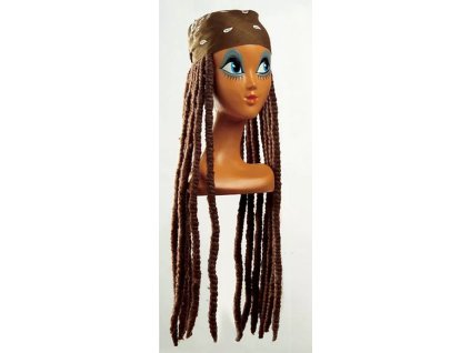 Šátek s dredy hnědý (size černý)