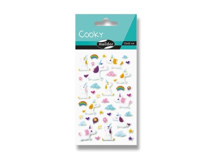 220190 samolepky maildor 3d cooky jednorozci